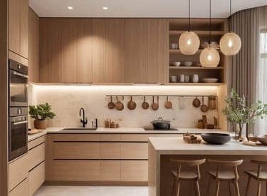 custom natural wood kitchen cabinets