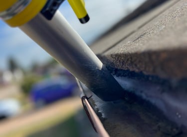 Vac gutter cleaning with an inspection camera