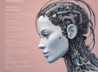 A futuristic and digital-themed image features a stylized circuit board with the words 'Open AI' in bold, glowing letters. Above it is a design that resembles an AI or robot face with neon accents. The background consists of a network of interconnected blue lines and nodes, suggesting themes of technology and connectivity.