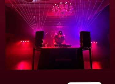 a dj booth at a nightclub