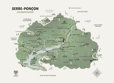 Carte géographique Serre-Ponçon Hautes-Alpes