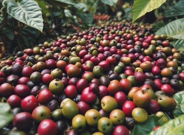 a person holding a basket of coffee beans