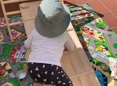 Babysitter a passear no parque com a criança