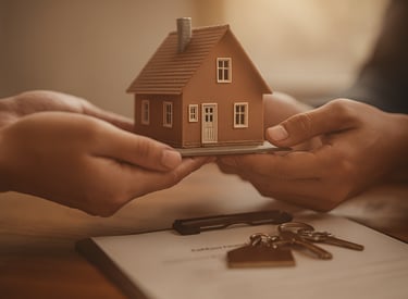 a person holding a house shaped like a house