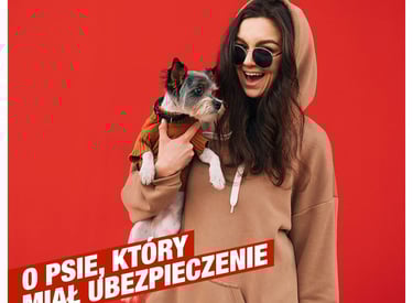 kobieta z pieskiem na ręce i napis o psie, który miał ubezpieczenie ,generali | bezpieczny.pl