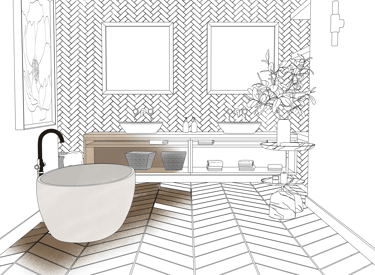 illustration of the Artful Interiors Coloring book