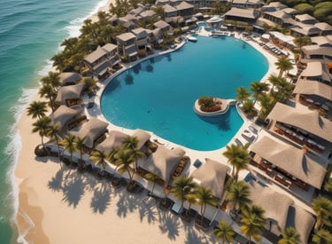 Resort-style residences surrounded by nature and water features.