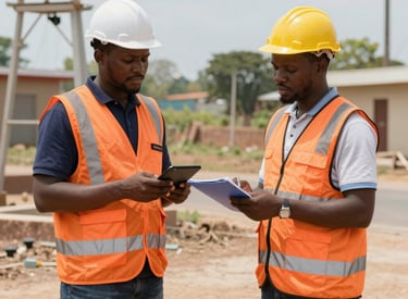 Technician measuring lighting levels in an industrial facility.