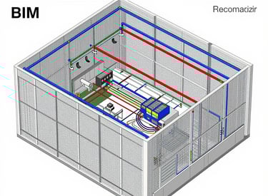3D BIM model showing detailed electrical network coordination.