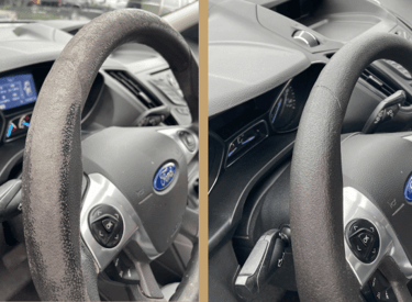vehicle interior repair to steering wheel before and after 