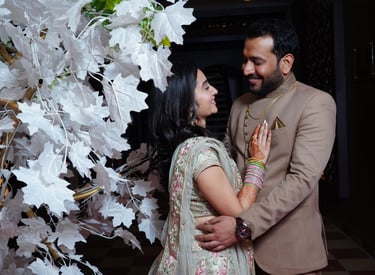 Indian Couple embracing on their engagement