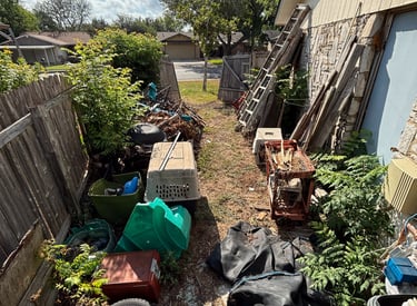 Backyard in need of Junk Removal In Fair Oaks Ranch