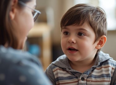 Kid with Development delay undergoing Speech Therapy