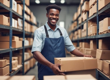 A logistics team coordinating shipments in a busy warehouse environment.