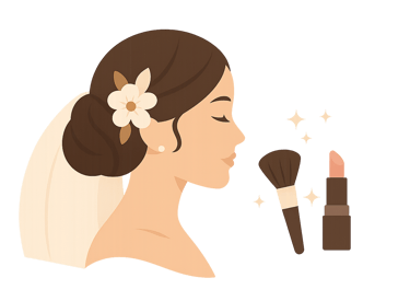Bridal hair and makeup example (side bun with floral pin)