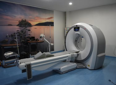 a large CT Scanner machine in a hospital room at wellness retreat in Mexico