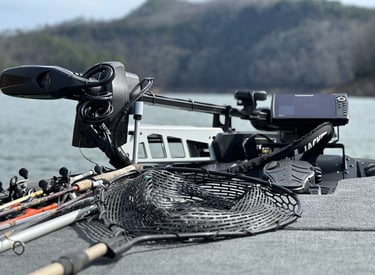 minn kota, hummingbird, GPS, fishing rods