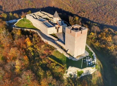 Medvednica mountain with panoramic view of Zagreb cityscape from old castle on the hill.