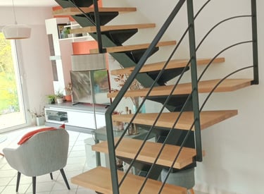 escalier limons central 1/4 tournant