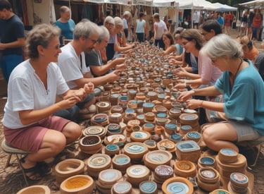 a table set up for a party with candles and flowers