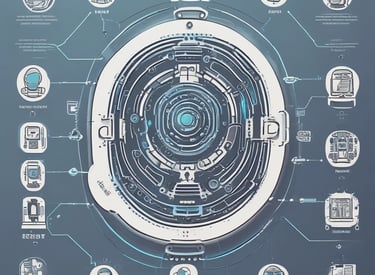 A glowing neon sign displaying the letters 'AI' is mounted on a dark, textured wall that resembles a circuit board or technological pattern.