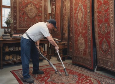 A technician inspecting a damp wall for mold with protective gear.