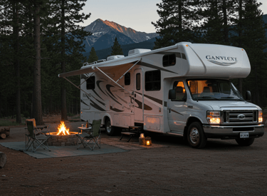 benefits of RV trends 2025, including Smart RV technology and connectivity in a remote campsite