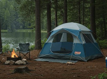 a scenic US National Park or RV park campsite