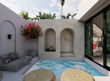 Mediterranean villa design in Gili Trawangan, Indonesia – exterior view