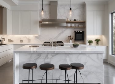 Modern luxury home exterior with clean lines and large windows at sunset.