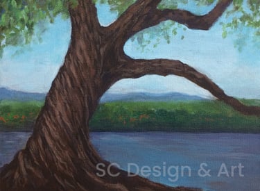 Leaning Tree Acrylic Painting