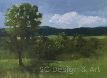 Roadside landscape oil painting
