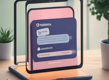 A modern office setting with a person interacting with a chatbot on a computer screen.