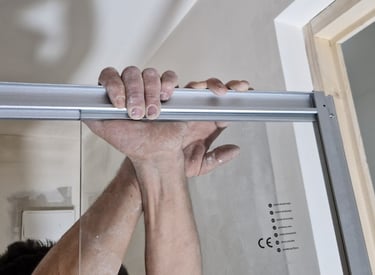 installation d'une cabine de douche.
