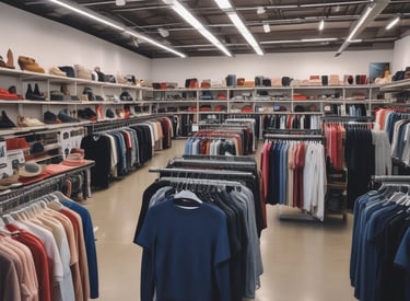 A modern exhibition space features a large cylindrical digital display showing a cityscape with skyscrapers. Surrounding this are several booths with people interacting, some looking at screens and technology displays. The space is well-lit with a sleek, contemporary design using blue and white colors.