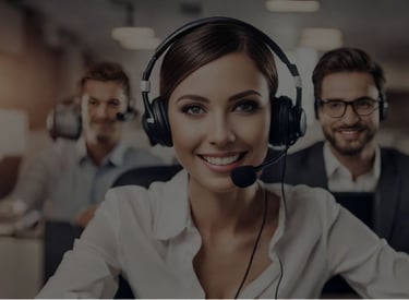 Customer Support Representative ,friendly customer service agent wearing a headset, assisting client