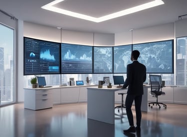 Black 3D text displays the phrase 'Working together to find innovative Solutions' against a geometric background with white, yellow, light blue, and dark blue areas.