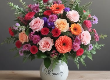 A delivery person carrying a box of flowers with a smile, ready to make a delivery.