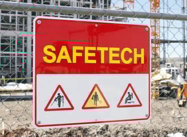 Construction site safety signboard with hazard icons – SignageBoard.ae