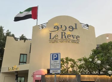 Le Reve Clinic Dubai 3d aluminium backlite signage mounted on building facade