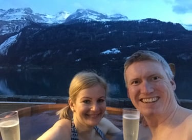 Champagne in a Brienz Hot pot