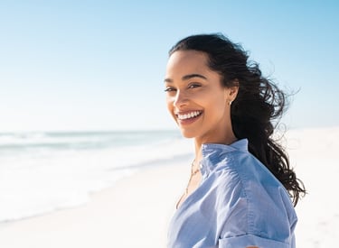 A lady who is confident and happy