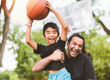Day enjoying sport with sun and reduced parenting stress