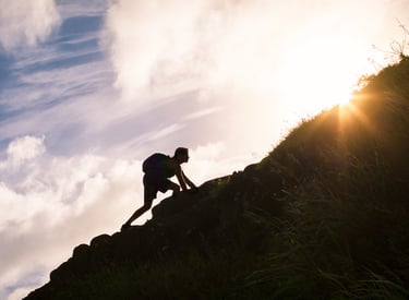 Person willing to climb and work hard for personal growth