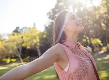 Lady looking  relaxed, happy and content with life
