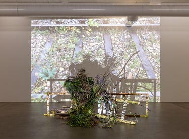 Close-up of one stop motion images and found objects in 'Sogetsu Ikebana 3 x 7 = 21' by Hedy Leung
