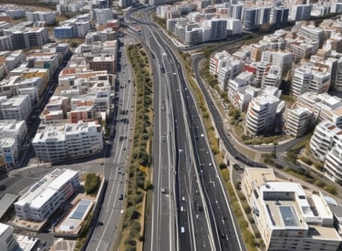 A moving truck with company branding is parked next to an open shipping container on a trailer. Two people are handling items near the container, while a car is parked in the background. The sky is overcast, and the ground appears to be asphalt.