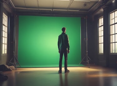 A dynamic composition featuring diagonal streaks of vibrant magenta, red, and yellow set against a dark green, blurred background. The colorful lines appear as if they are moving swiftly across the frame.