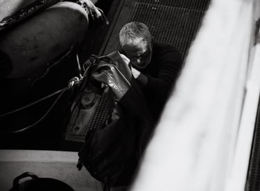 black and white fisherman photo