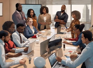 man standing in front of people sitting beside table with laptop computers